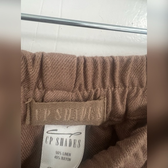 CP Shades Casual Elastic Band Linen Lagenlook Brown Pants Size S $202 - Picture 2 of 3